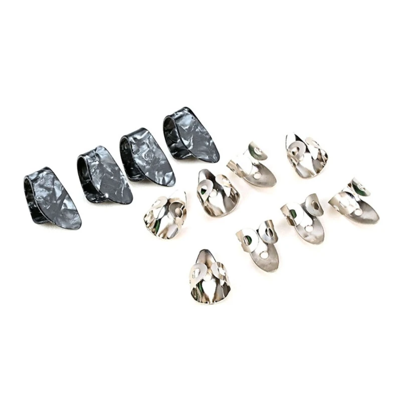

Dropship 12 Pcs Guitar Finger Picks Adjustable Stainless Steel Finger Pick ABS Thumb Pick