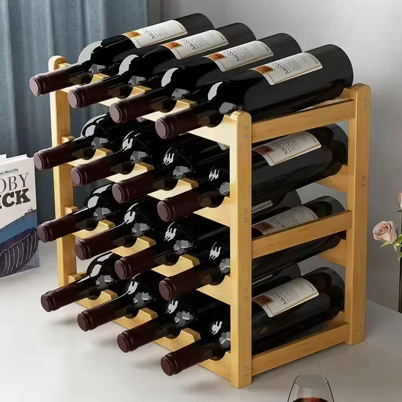 Red Wine Rack Decoration Household Grid Wine Display Rack Table Creative WineBottle rack Simple wine Cabinet Assemble StorageRac