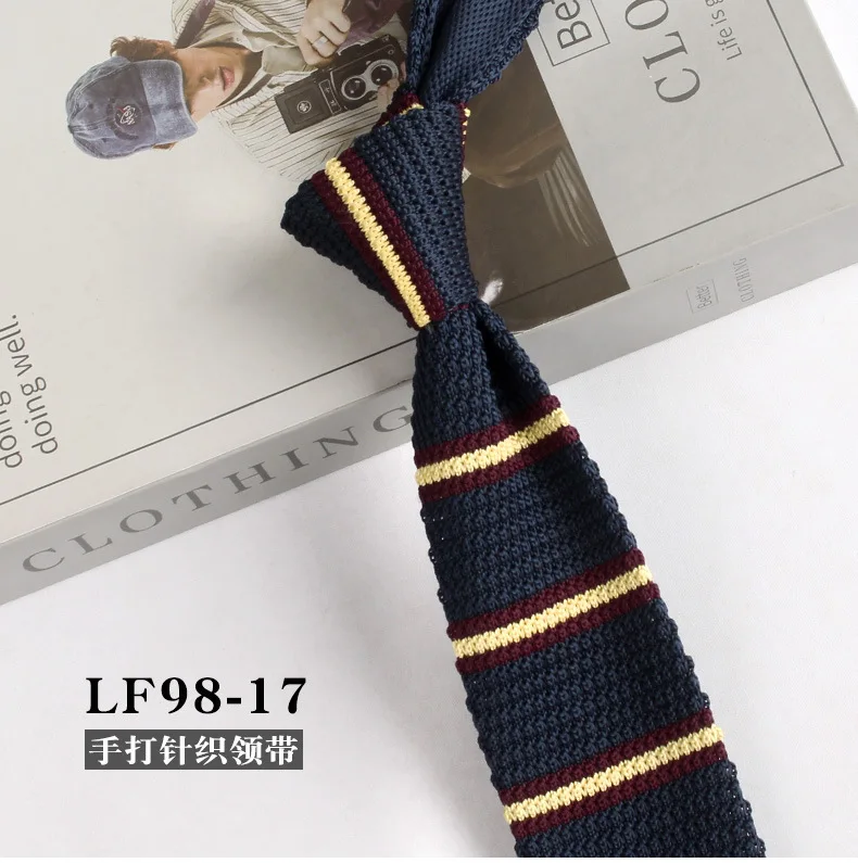 New Trendy British Casual Knitted Ties For Men Narrow Flat 6cm Width Striped Neckties College Boys Shirt Accessories Suit Cravat