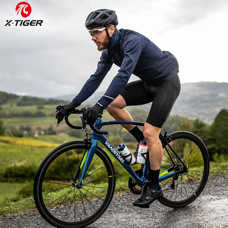 X-TIGER Winter Thermal Cycling Bib Shorts Men Fleece-Lined 5D Gel Pad 6 Hour 5-15℃ Long Distance Winter Biking Training
