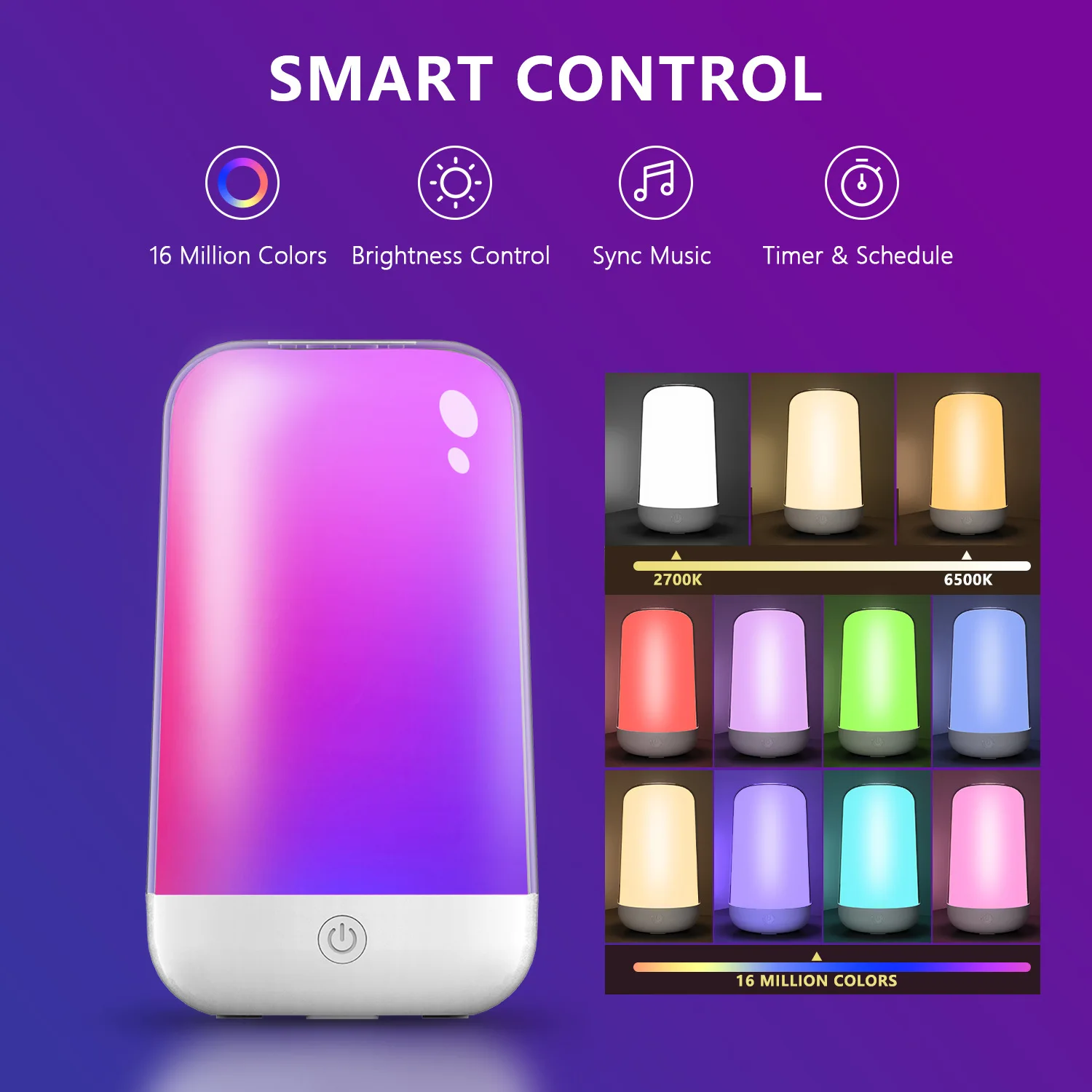 

Bluetooth Touch Smart Night Light Portable 7-color Ambient Table Light USB Creative Modern Minimalist Ultra Long Battery Life