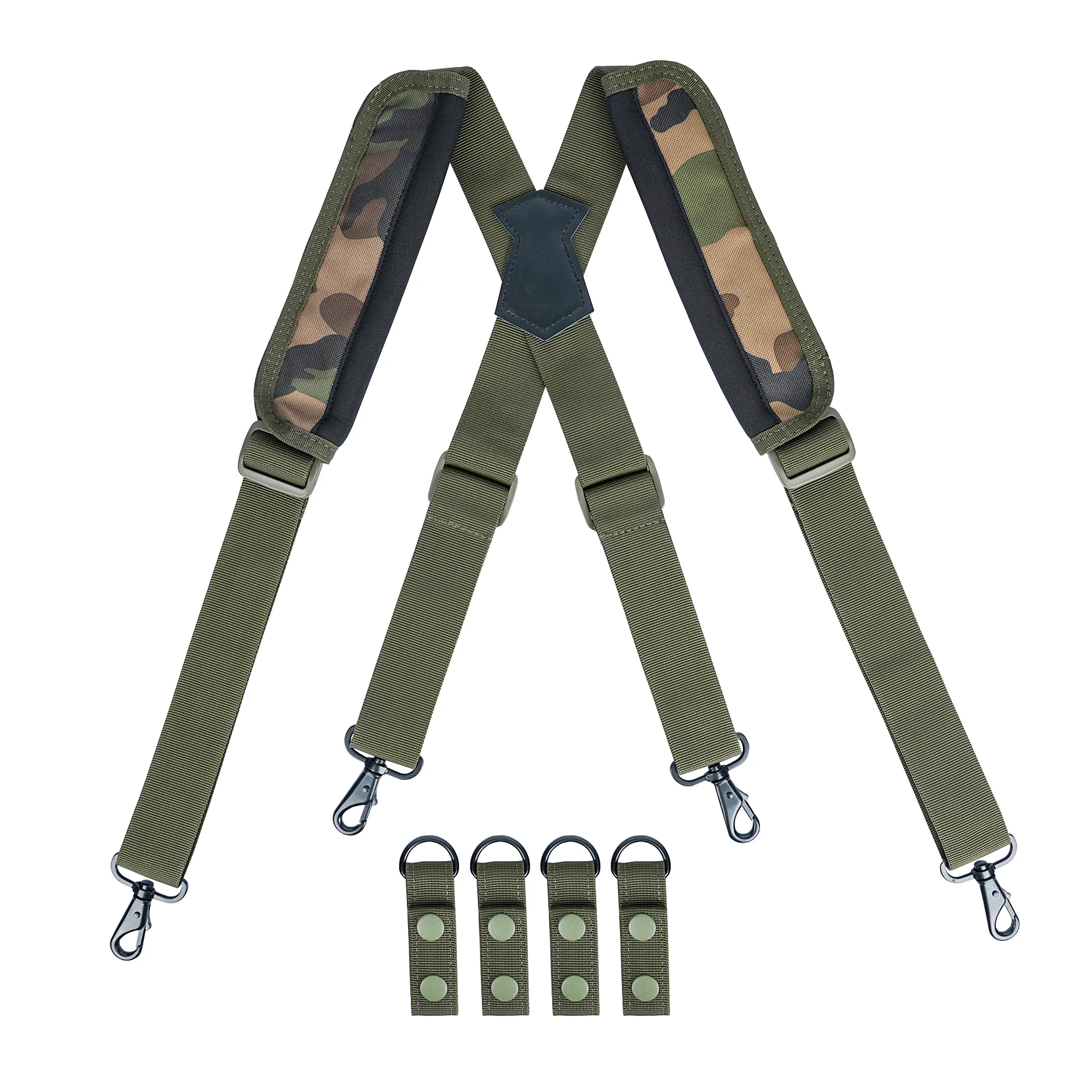 KUNN Tactical Duty Belt Suspenders with Metal Hook,Men Padded