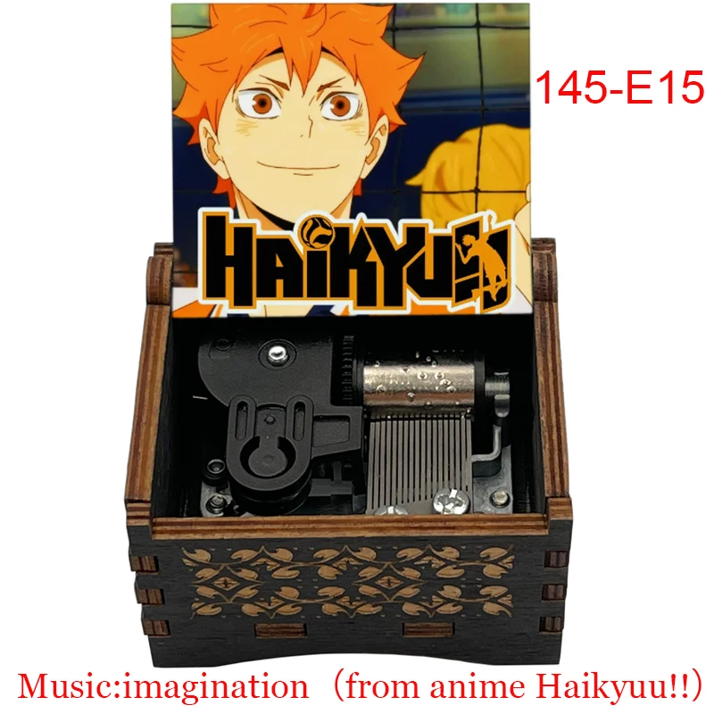 Anime Haikyuu Imagination Black Wood Music Box Team Lucky Mascot Gift New Year's Gift For Boy Room Decoration Ornaments 4