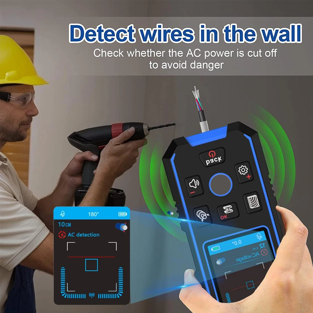 Noyafa NF-518 Metal Detector LCD Display Wall Scanner with Positioning Hole for AC Live Cable Wires Metal Wood Stud Find 5
