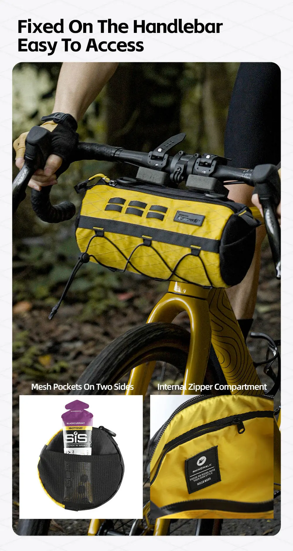 Rhinowalk Fahrrad-Lenkertasche, Bikepacking für MTB, Straße, Kies, Fahrrad-Fronttasche, Wildnis-Serie, EVA, 3D-Design, verschleißfest – Detail 8