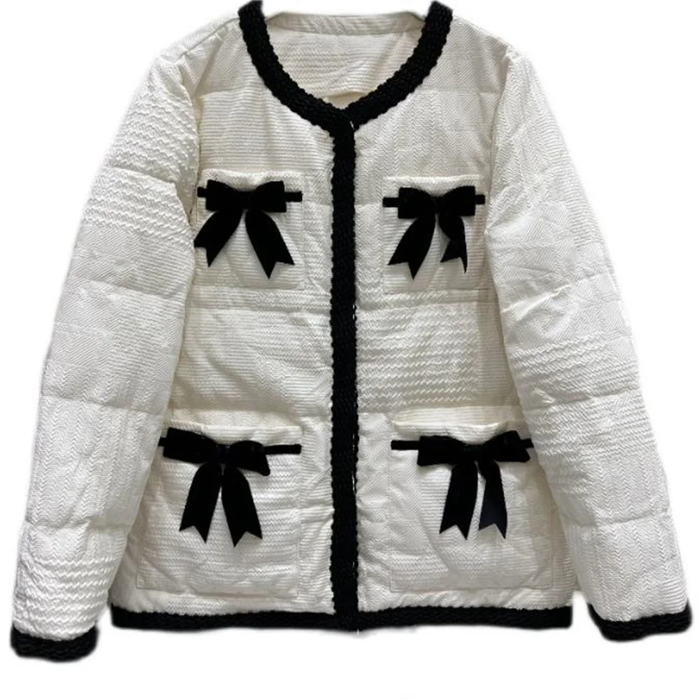 new-women's-bow-down-jacket-short-loose-fashion-casual-coat-abrigos-de-invierno-parka-mujer-invierno