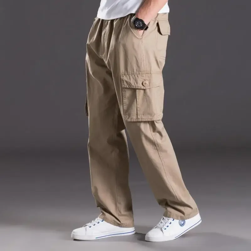 Spring and autumn men loose big size XL straight pants oversize elastic waist casual pants 6XL 5XL 4XL 3XL