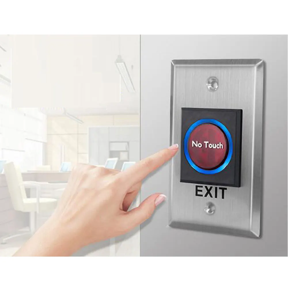 

5pcs 12V Infrared Exit Button NO Touch Panel NO/NC/COM Output Blue Back Light Light