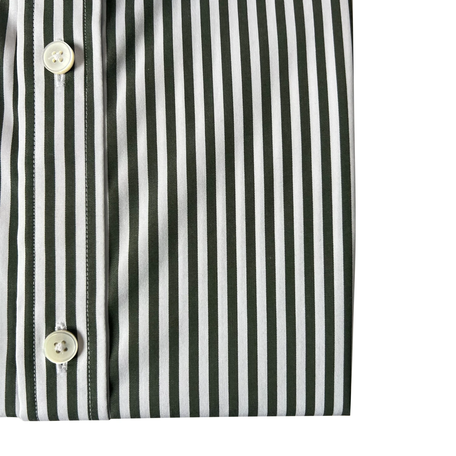 Luxury 100s 2-Ply100% Cotton Dress Shirt Bespoke Dark Green Stripe High Quality Man Shirts Wrinkle Resistant Tailored Men Shirts