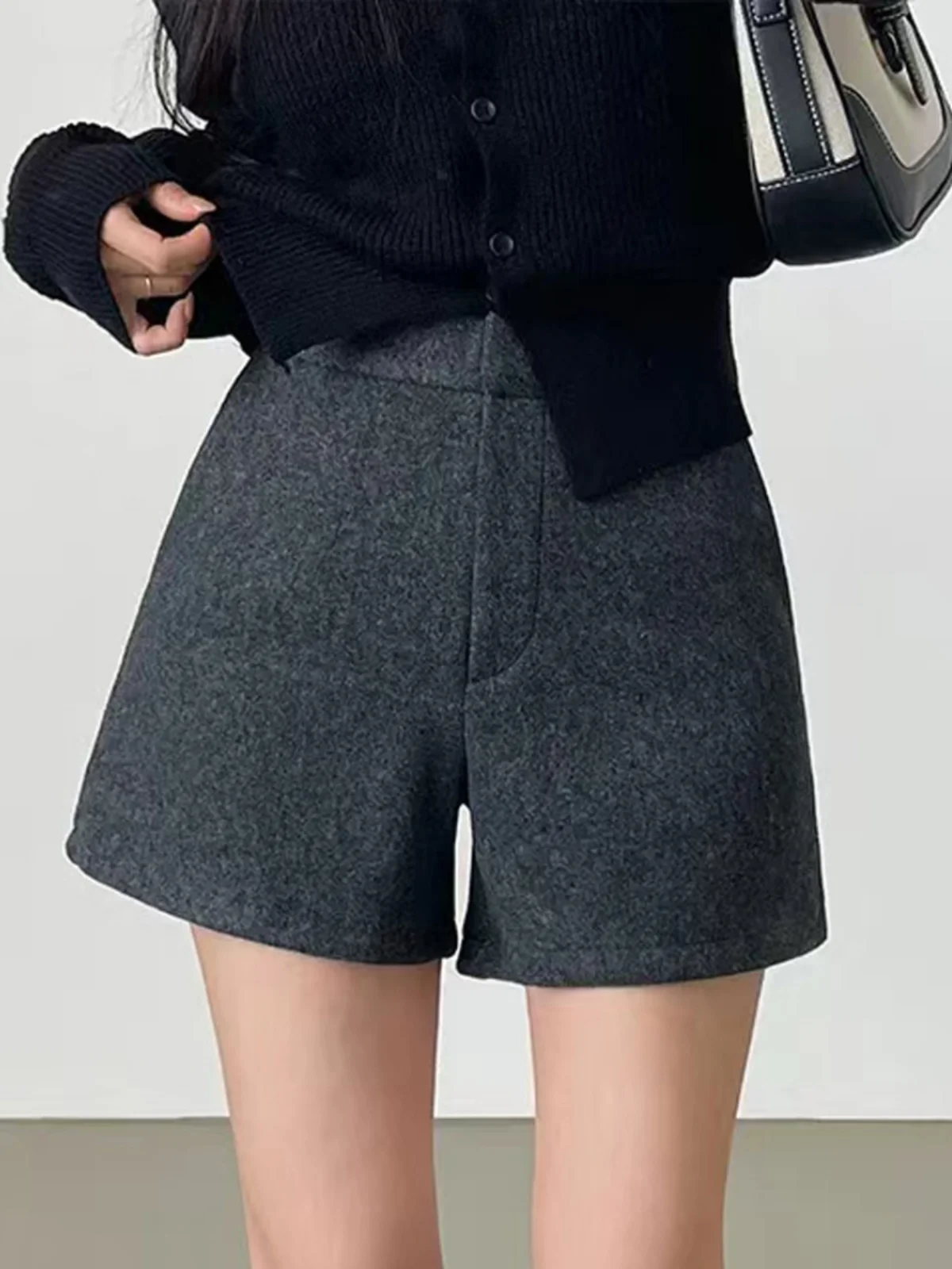 Korean Sle Thiened Winter Casual Pants Women's ort Woolen Trousers High Waist Slimming Outerwear Leisure Pants