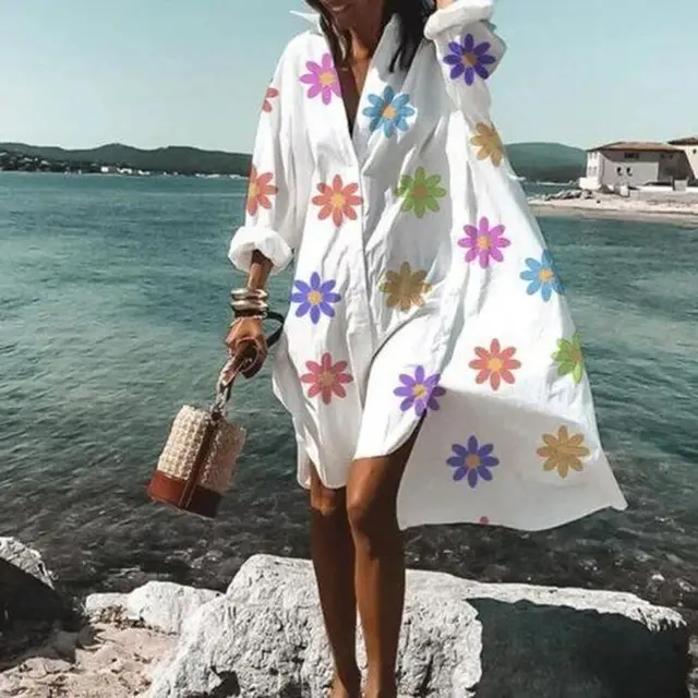 Oversized Loose Casual Aesthetic Summer Dresses 2022 Sexy Beach Shirt Dress New Bohemian Long Sleeve Elegant Vestidos De Mujer style 5