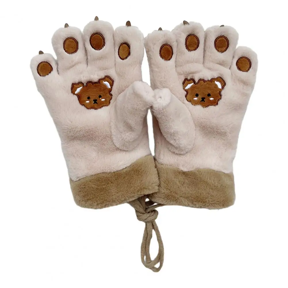 1 Pair Cute Bear Paw Gloves Super Soft Ultra-thick Wear Resistant Cold-proof Winter Warm Gloves For Women Winter Gloves 5