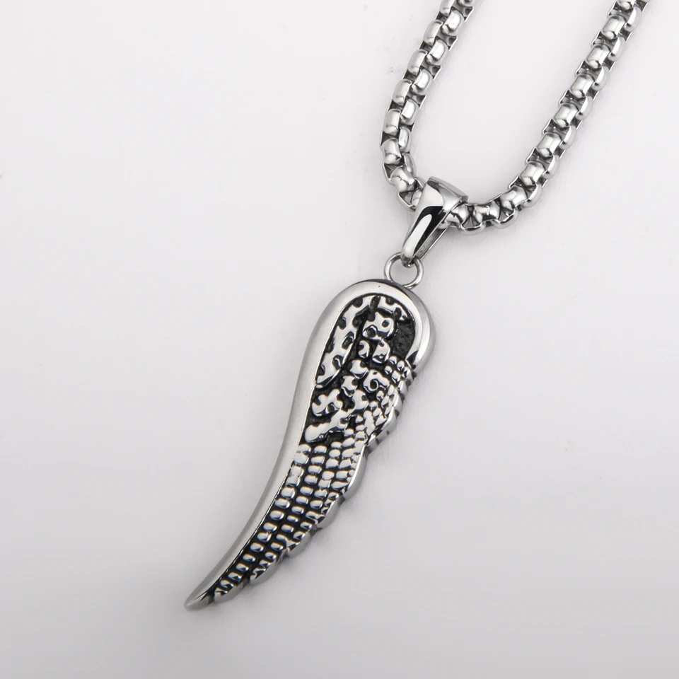 VANAXIN Antique Charms Angel Wings Pendants For Women Men Stainless Steel Necklace Antique Jewelry Gift