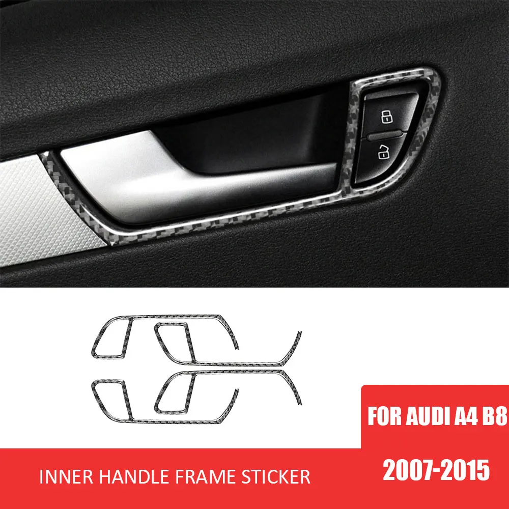 

Car Interior Door Handle Frame Decoration Cover Trim Carbon Fiber Texture Door Handle Trim 4PCS for Audi A4 B8 2007-2015