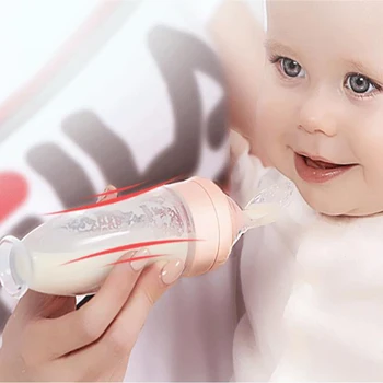 ZK35 Newborn Baby Silicone Rice Paste Bottle Baby Feeding Spoon Silicone Feeding Bottle Baby Spoon Bottle