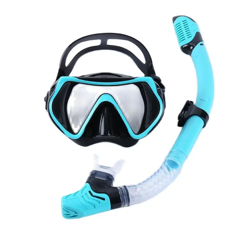New Adult Diving Set Snorkel Large Frame Silicone Tempered Glass Scope Freestyle Assisted Underwater Breathing Equipment
