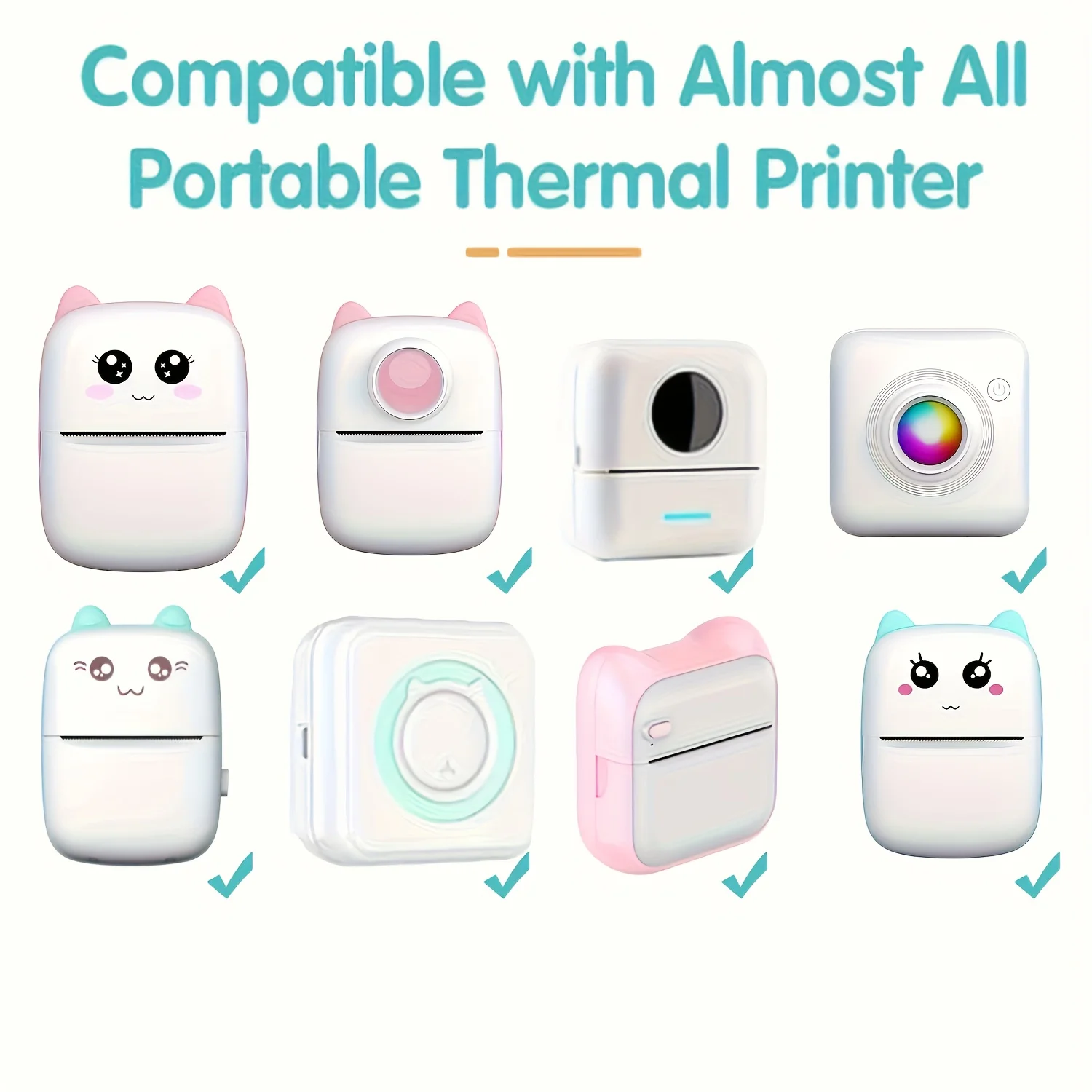 Mini Pocket Printer Self-Adhesive Thermal Paper, 57x25mm, Color Printing Paper for Text and Images, Suitable for Small Devices