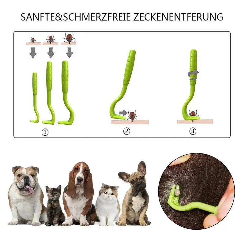 3 Pcs Tick Remover Hook set Flea Remover Tweezer Tick Pull Pet Cat Dog Accessaries Ticks Removal Tools Flea Extractor 4