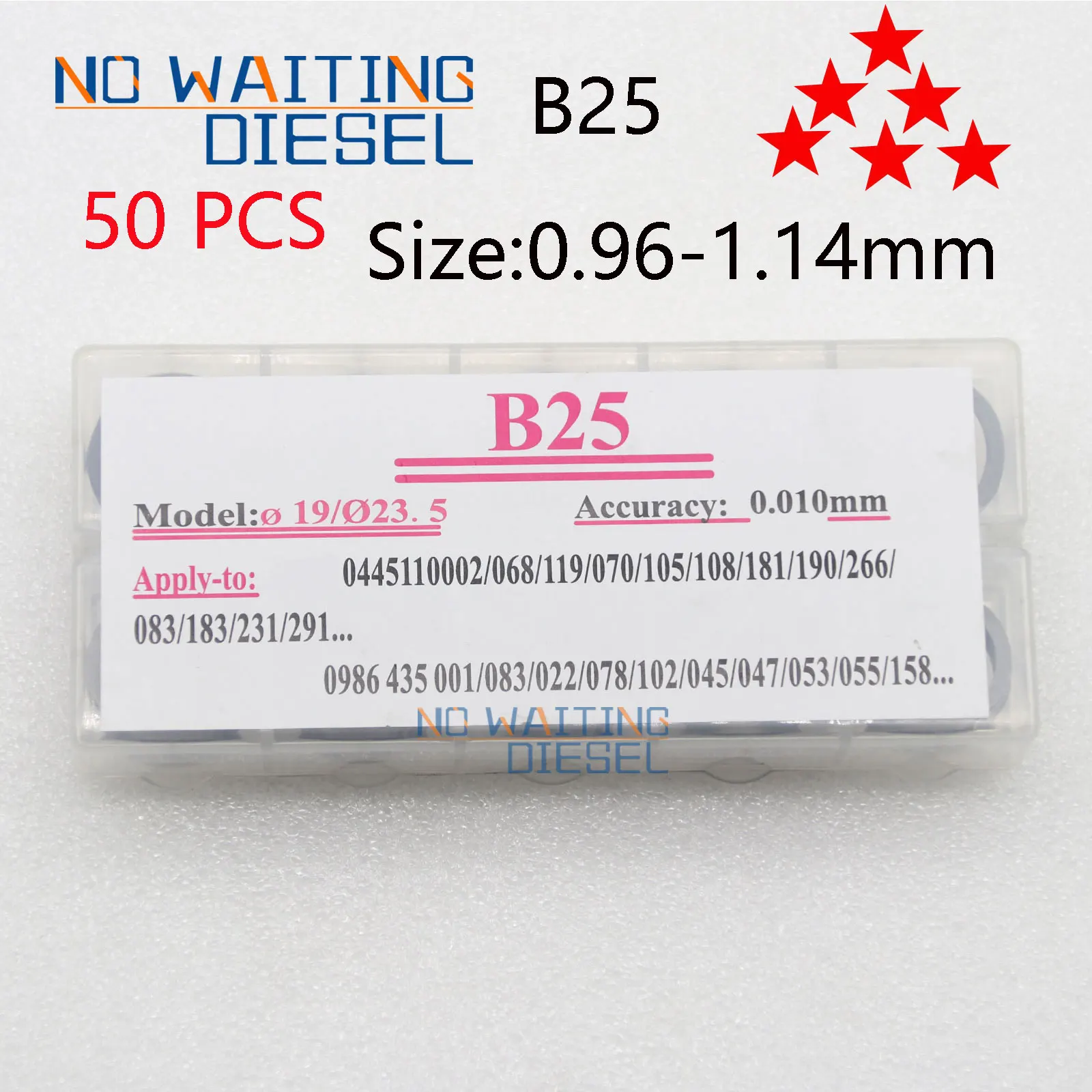 B25 0.96-1.14Mm Kit Spessori Iniettore B25 Rondella Base Ugello Iniettori B25 Per Rondelle Iniezione Bosch 50 Pezzi 0.96-1.14Mm