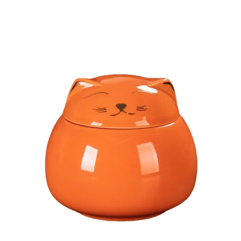 Ceramic Pet Cat Urn Handmade Shaped Animal Memorial Products White Black Decorative Urn Cat for Funeral Memorials Pet Urns cremation urn