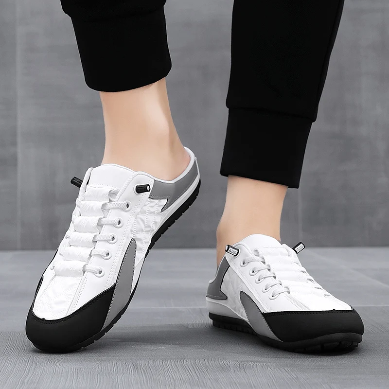

CALLITON Summer Slipper Man Leisure Shoes Man Sneakers Fashion Breathable Mixed Colors White Lace-Up Athletic Flat Shoes 2023