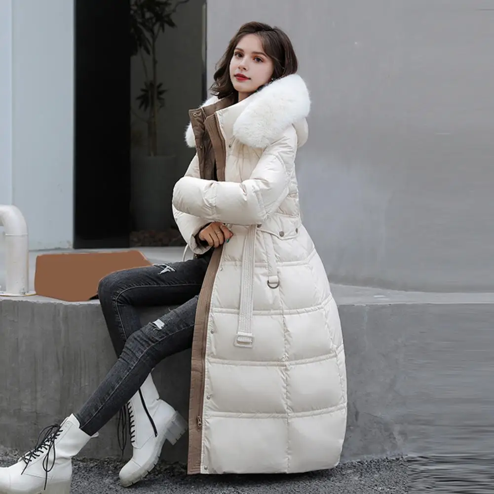Parka De Invierno Para Mujer Huixin - Larga, Con Capucha De Piel, Relleno De Plumas - Abrigo Térmico Acolchado