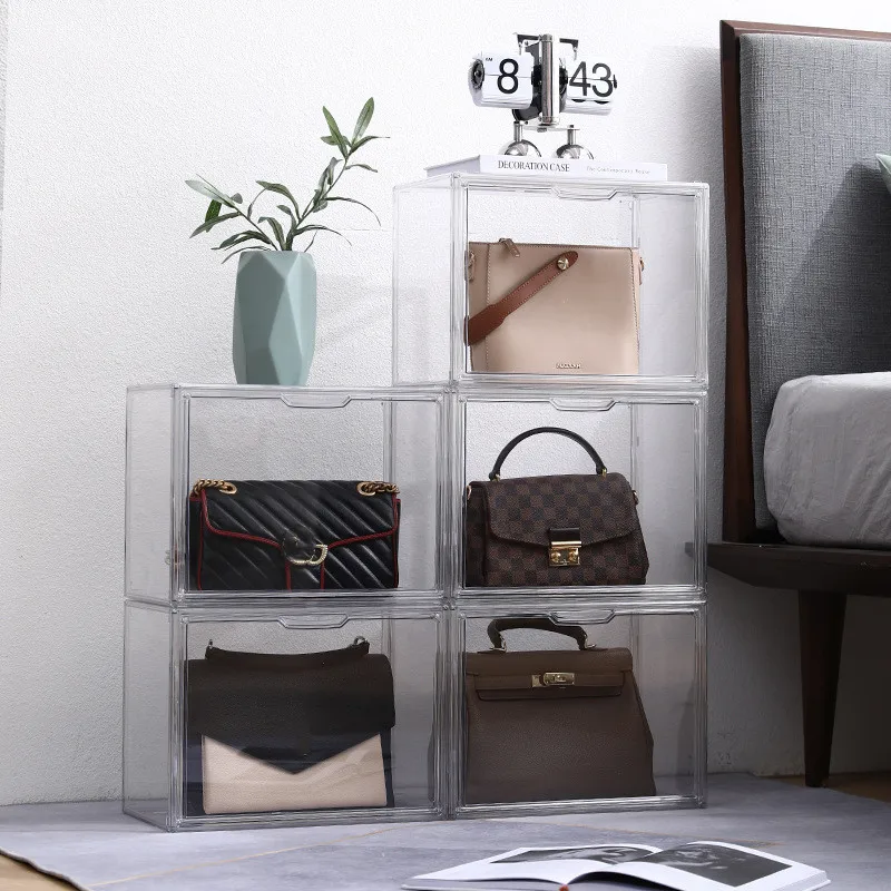Luxury Handbag Display Box Dustproof Desktop Book Organizer Clear