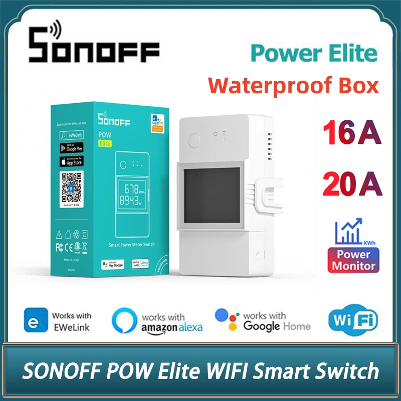 

SONOFF Power Meter Smart Wifi Switch POW Origin 16A/20A LCD Screen Overload Protection Monitoring Switch Via Alexa Google