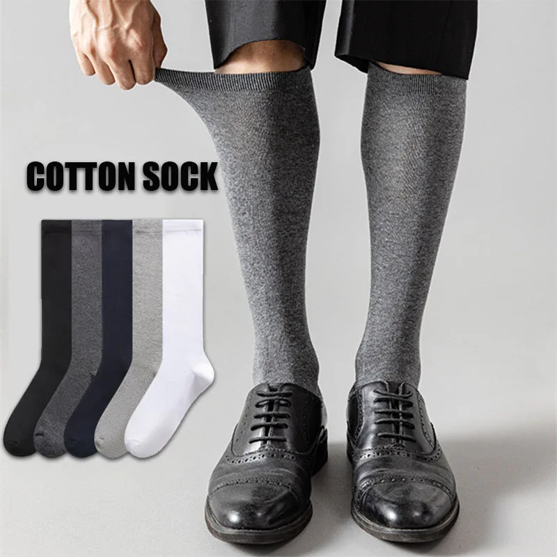 Cotton socks casual socks breathable socks solid color socks Men's Cotton Knee-high Socks Breathable Comfortable Casual Solid Color Soft Male Sox Sweat-absorbing