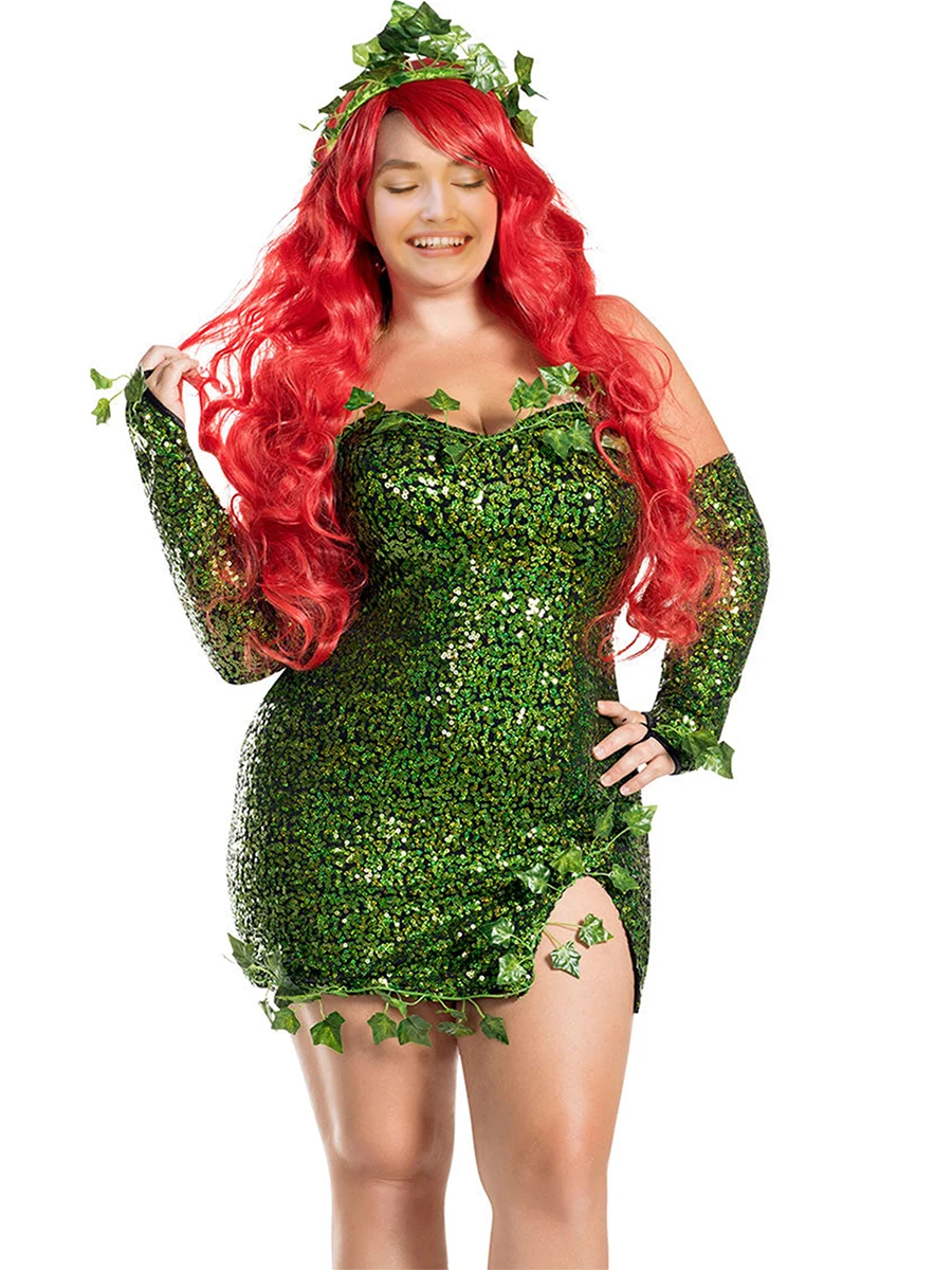 Disfraz De Hiedra Venenosa De Villano De Halloween, Vestido Elegante
