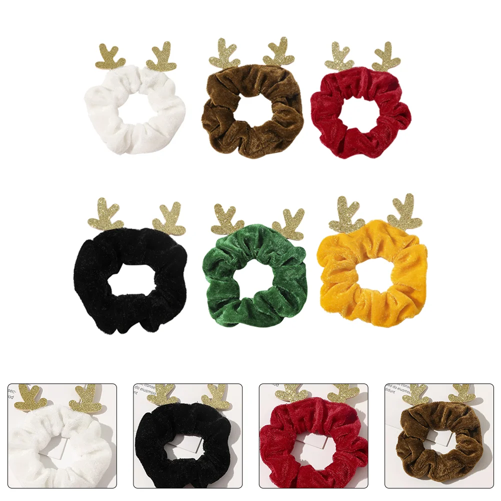 

6 Pcs Christmas Bowel Hair Ties Strings and Baby Girl Accessories Ribbons Stretchy Ropes
