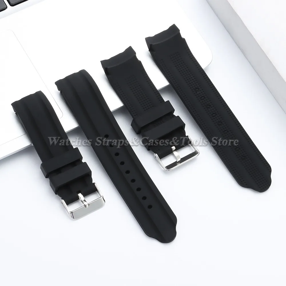 Deluxe Waterproof Silicone Sport Watch Band - Curved End, Soft Touch, Universal Fit