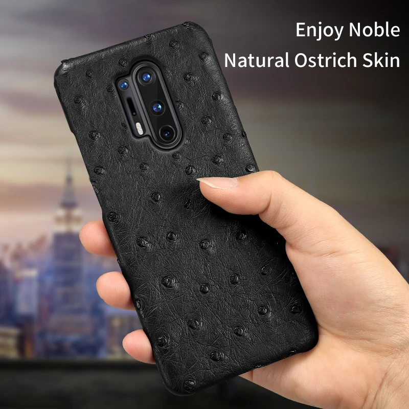 

LANGSIDI Luxury Genuine Leather Real Ostrich phone case for oneplus 10 9 8 pro 10T 7T 9RT 9R Nord 2 Original leather back cover