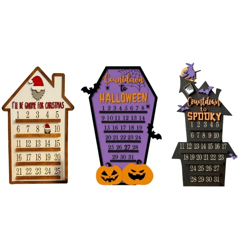 

Календарь обратного отсчета до Хэллоуина, деревянный Адвент, номер гроба, забавный 2023, 25/31 дней, рождественские календари
