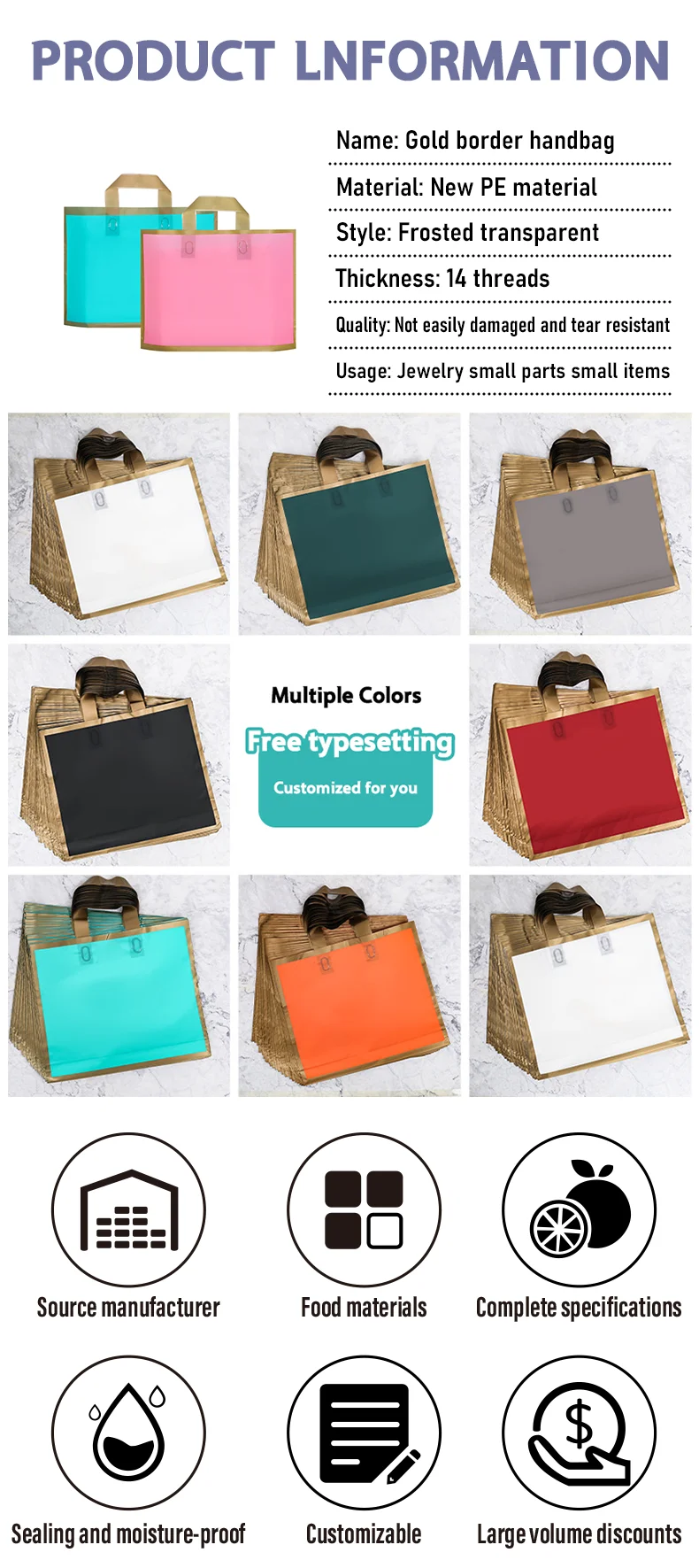 Phnom Penh Frosted Plastic Shopping Bag with Handles | Custom Logo Printed Gift Packagi... - SKU PSBH1818 - UGI Packaging