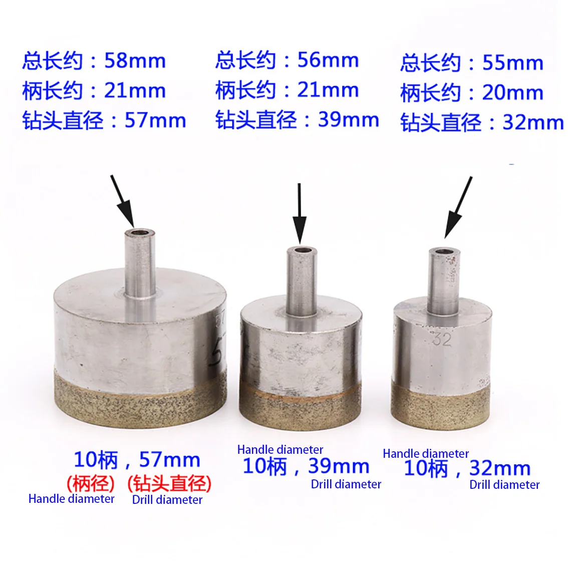 1PCS Shank 10mm Diamond Powder Sintered Drill Bit Hole Opener Diameter 4-100mm For Glass/Ceramic/Marble Tile Drilling Cutting