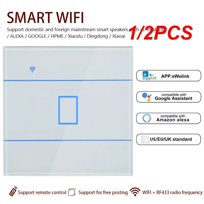 

1/2 шт. смарт-переключатель с Wi-Fi и радиочастотным дистанционным управлением, переключатель с функцией 433 МГц RF, работает с Alexa Echo Alice Smart