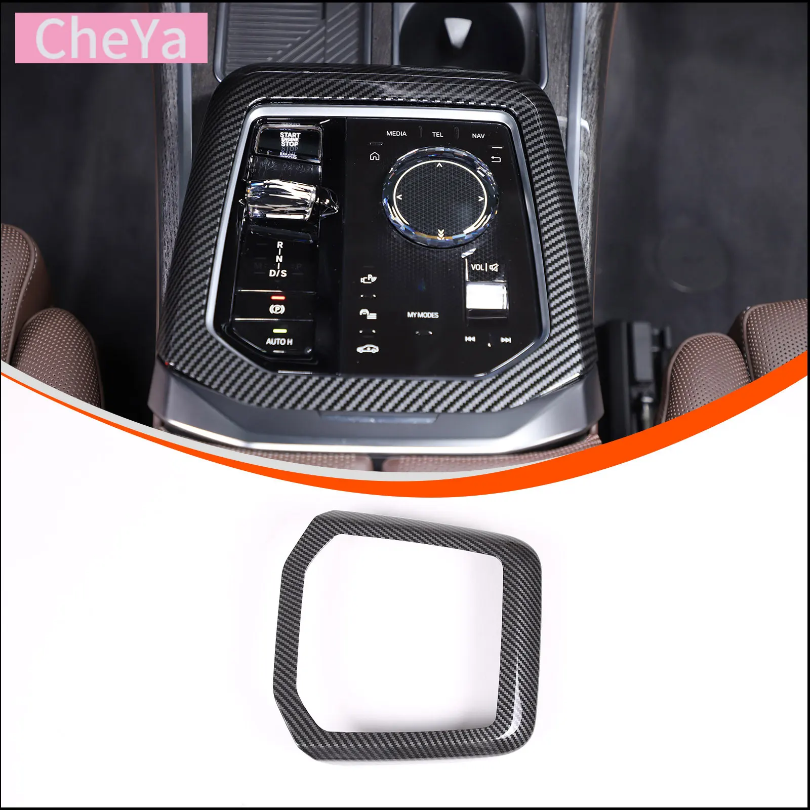 

cheya ABS Carbon Fiber Pattern Car Center Gear Shift Panel Frame Cover for BMW 7 Series G70 2023+ Interior Accessories 1 Pcs