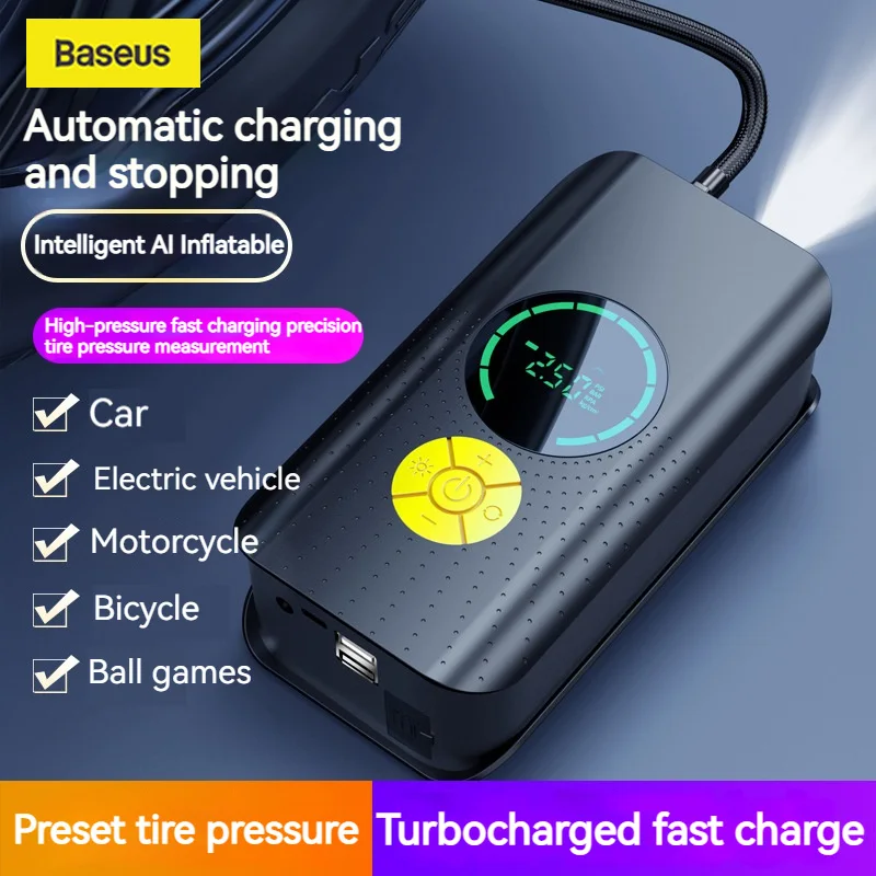 

Baseus Car Air Pumps Wireless Portable Car Air Compressor For Tires Inflator for Motorcycles Bicycle Tyre Inflato with Led Light