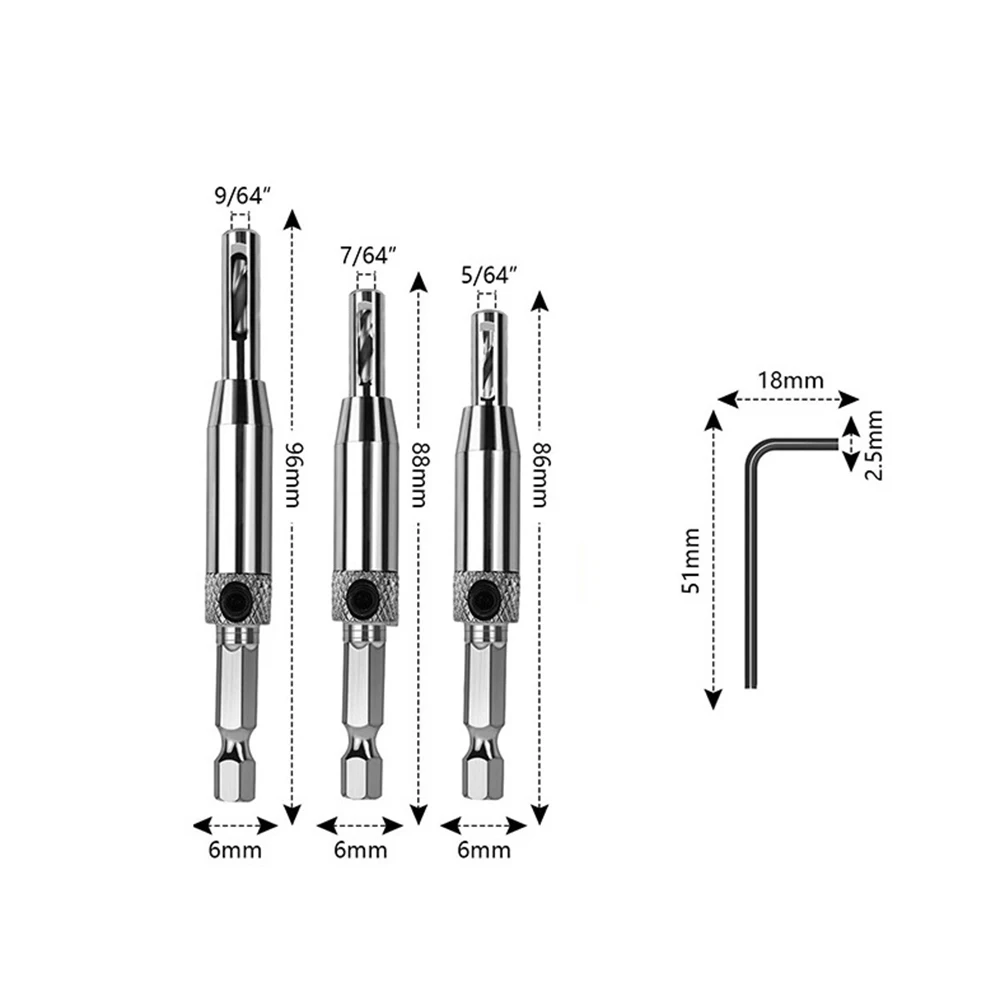 Set Di 2 Punte Per Trapano Autocentranti - Acciaio E Ottone - 5mm E 1/4'' - Per Cerniere E Mensole - Lunga Durata - 6