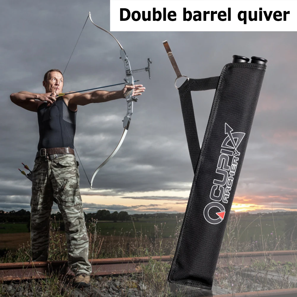 Oxford Cloth Double Tube Arrow Quiver Arrow Bag Waist Hanging Archery Arrow Holder Storage Carrying Pouch Outdoor Accessories 3