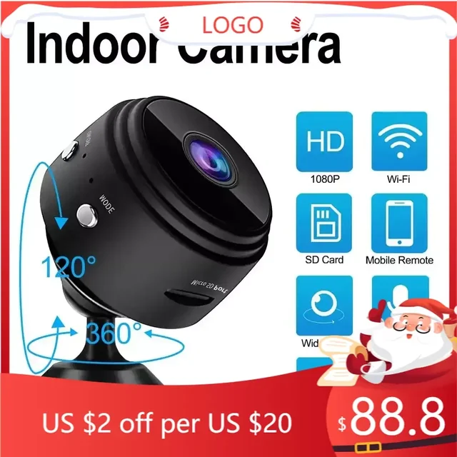 Mini caméra WiFi A9, enregistreur vidéo, moniteur intelligent, trépied 1