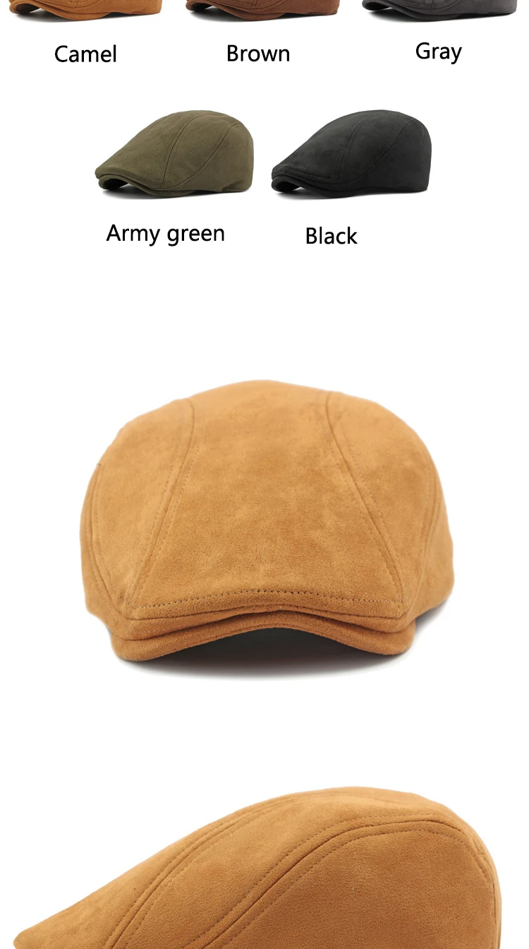 Mode Berets Männer Frauen Frühling Herbst Wildleder Hüte Fischgräten Flache Kappe Klassische Künstler Maler Hut Männlich Weiblich Baskenmütze Kappe Gorras – Detail 4