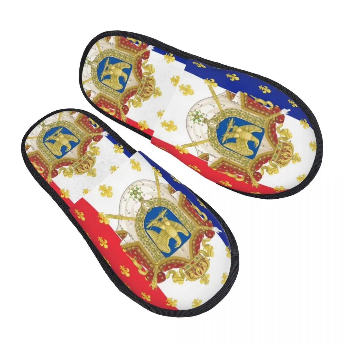 

Royal Standard Napoleon France Flag Guest Slippers for Bedroom Women Custom Print French Empire Coat Of Arms House Slipper