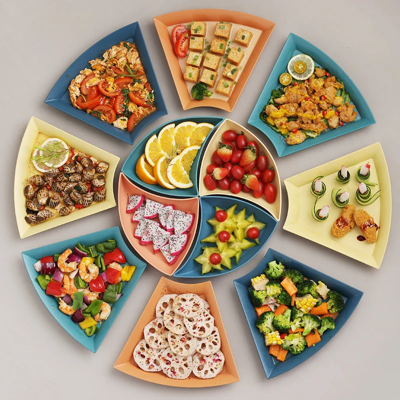 

Creative Tableware Plate Set Reunion Combination Plate Household Dishes Plates Food Fruit Snack Flavor Plate Microwave Safe