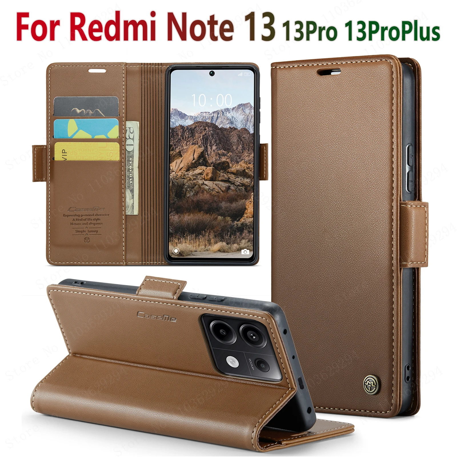

For Redmi note13pro case Redmi note13 Redmi note13pro plus Luxury leather Anti-shock Magsafe Card holder Wallet Phone case