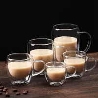 5 Sizes Double Wall Insulated Glass Cup Clear Espresso Coffee Mugs Handmade Beer Mug Tea Milk glass Whiskey Glass Cups Drinkware 2