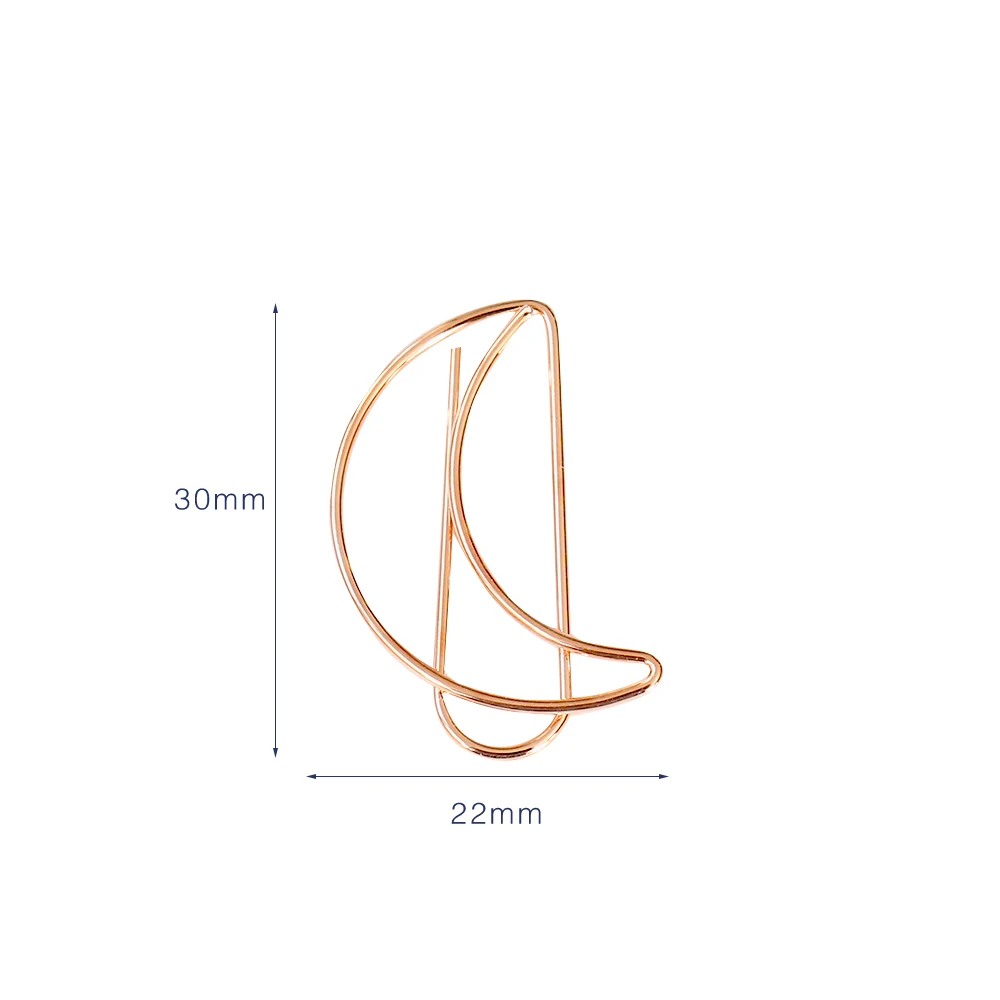 Paper Clips 20pcs Moon Paper Clip Rose Gold Golden Plating Silver Moon