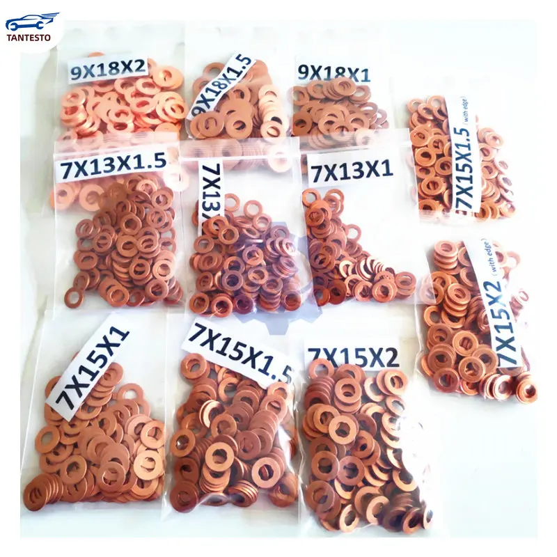 

Injector Copper Seal Washer 7x15mm/9x18mm Diesel Common Rail Gasket Ring Repair Kits F00vc17504 F00VC1750 F00VC17503 F00VC17505