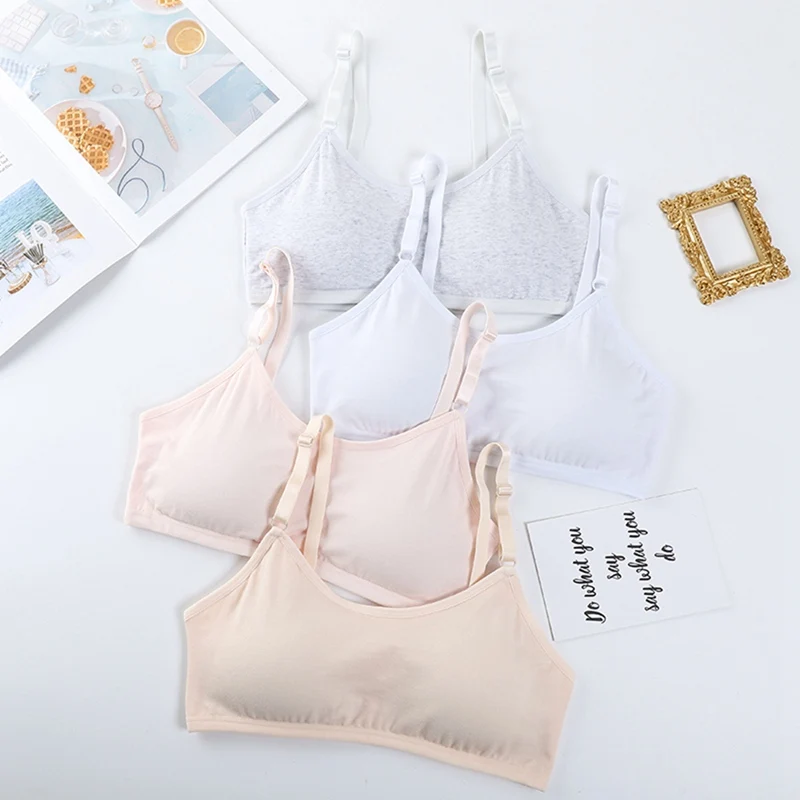 Girls Bra Teenager Bras Kids Adolescente Lingerie Solid Color Teen Vest Girls Tube Tops Underwear 9-16Y